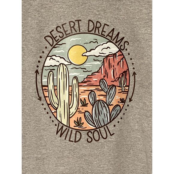 Desert Dreams Wild Soul T-Shirt Gray Boho Aztec Western Sz SMALL - Picture 2 of 3